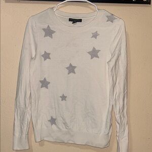 Banana Republic White and Gray Star Pattern Sweater